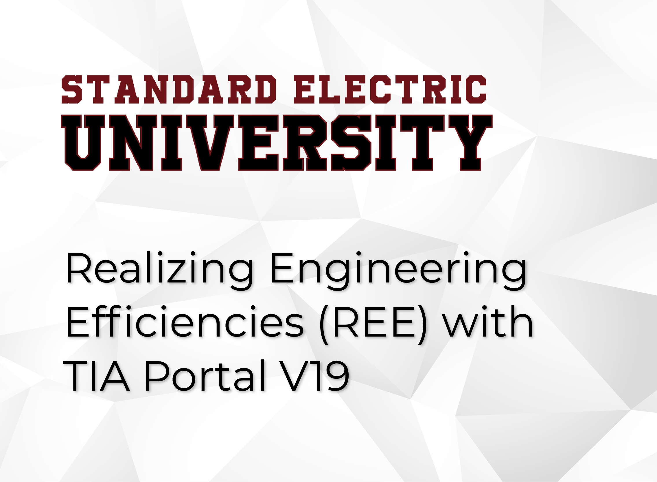 Standard Electric University - REE TIA Portal V19